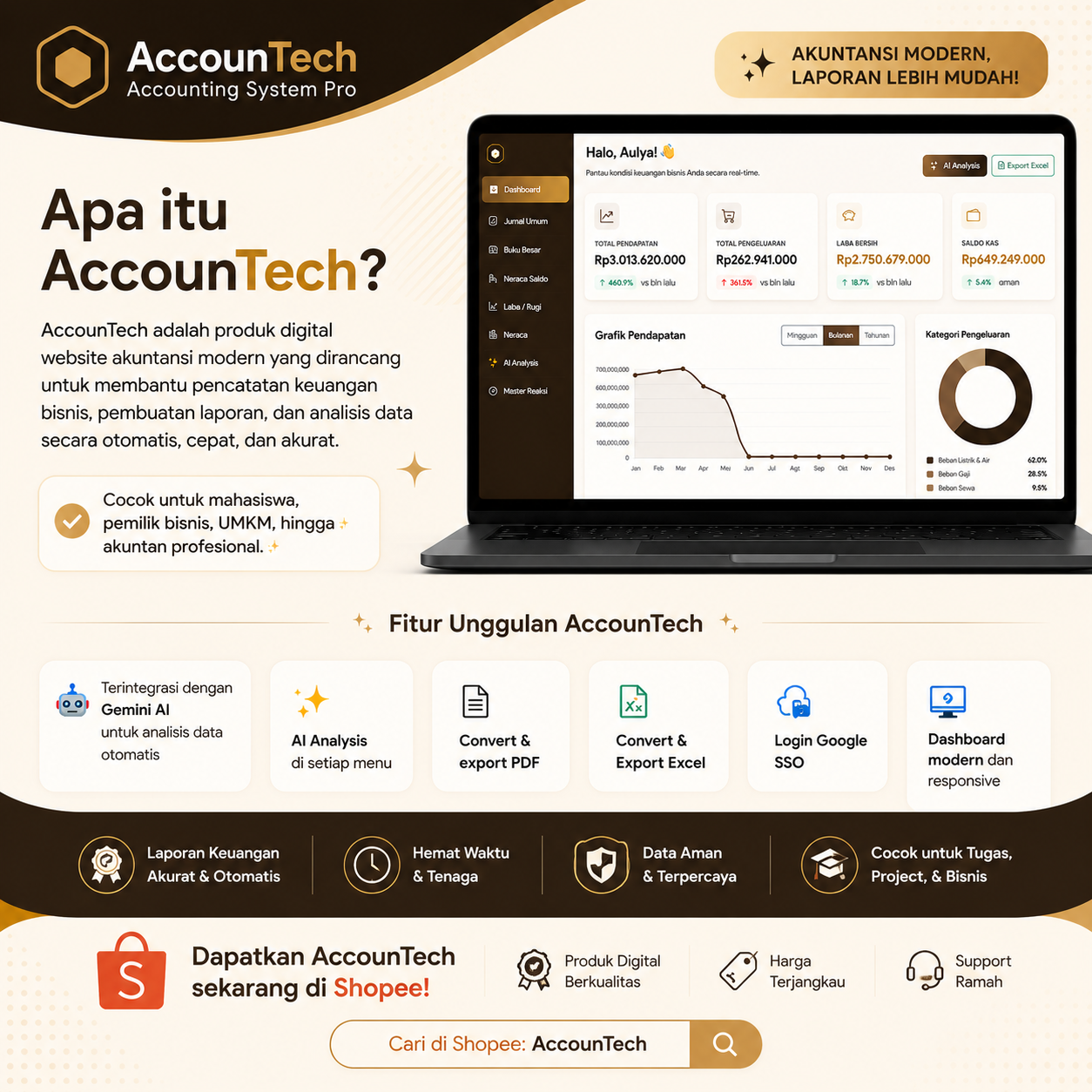 AccounTech Pro Website Akuntansi Profesional Dengan AI Analyst